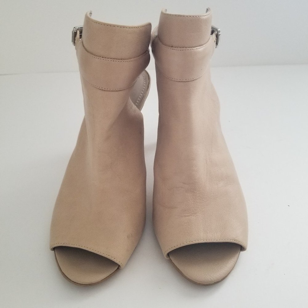 Stacked heel nude bootie